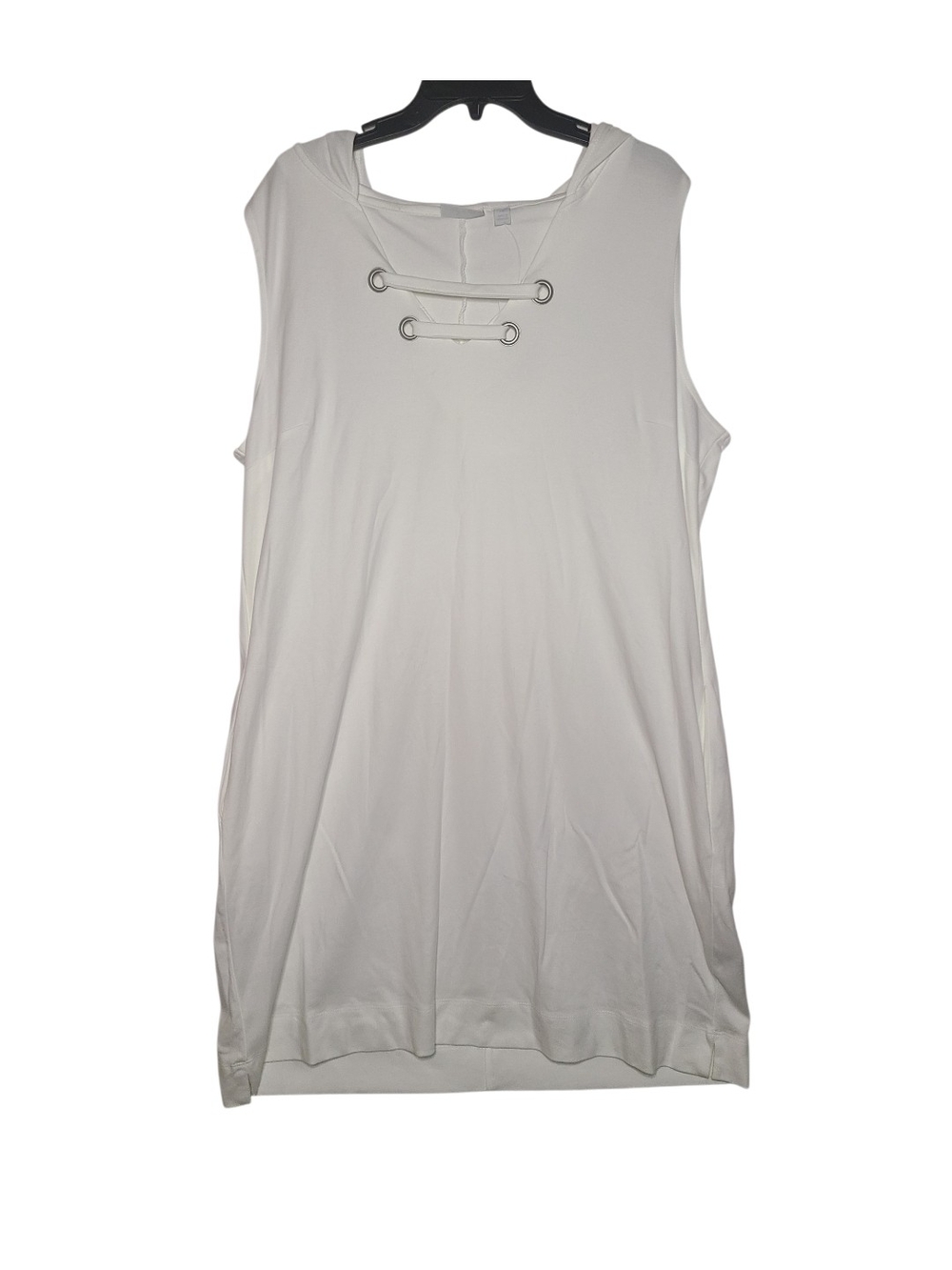 NWT New York & Company White Sleeveless Hooded Lace Up Dress XXL